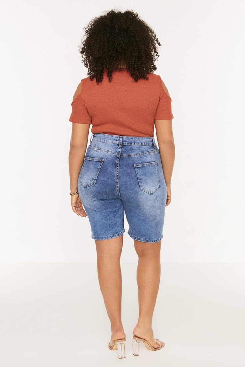 Plus Size High Waist Denim Shorts - Plus Size Shorts 29