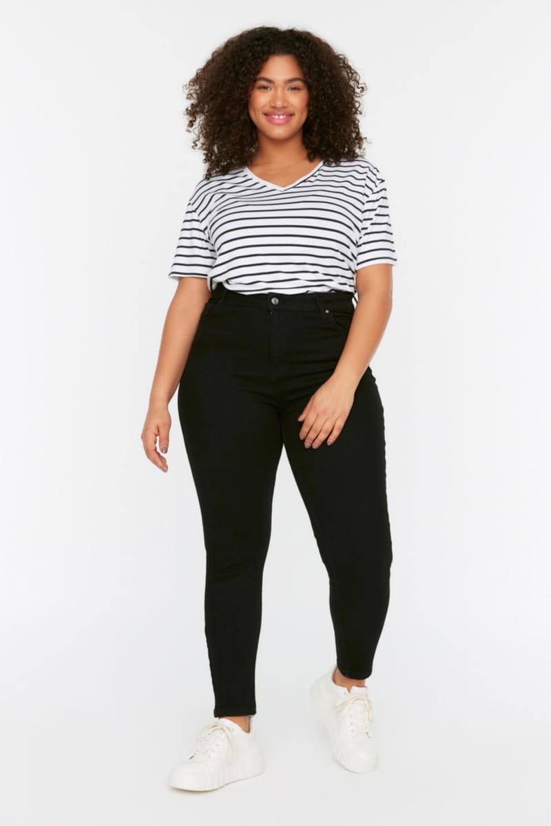 Black Plus Size High Waist Skinny Women's Jeans. - Plus Size Pants & Leggings 11