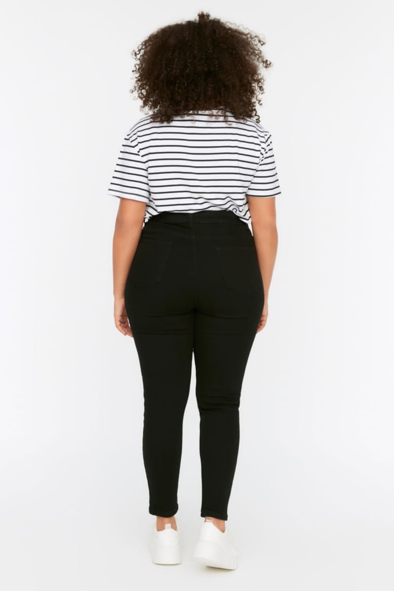 Black Plus Size High Waist Skinny Women's Jeans. - Plus Size Pants & Leggings 14