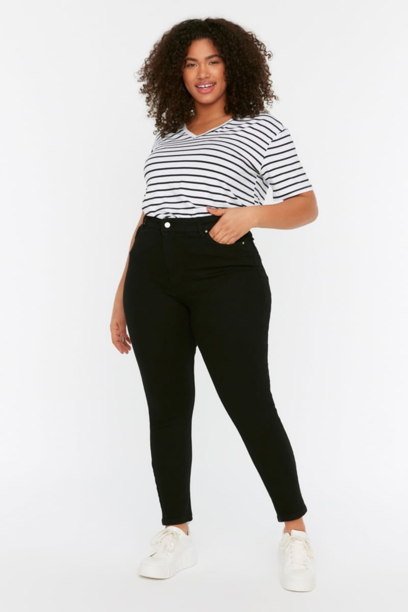 Black Plus Size High Waist Skinny Women's Jeans. - Plus Size Pants & Leggings 10