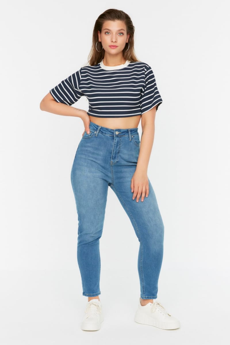Blue Plus Size High Waist Skinny Women's Jeans - Plus Size Pants & Leggings 32