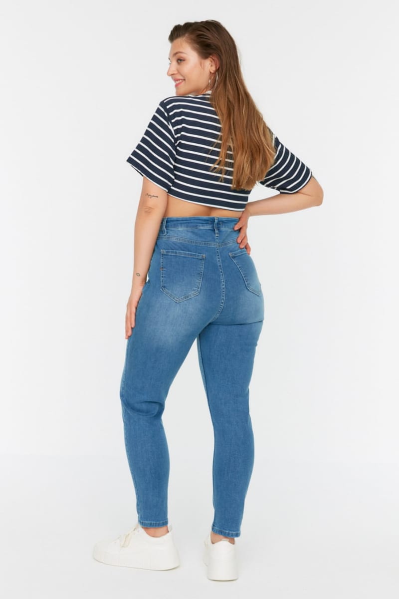 Blue Plus Size High Waist Skinny Women's Jeans - Plus Size Pants & Leggings 35