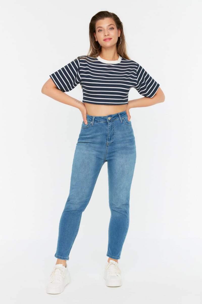 Blue Plus Size High Waist Skinny Women's Jeans - Plus Size Pants & Leggings 30