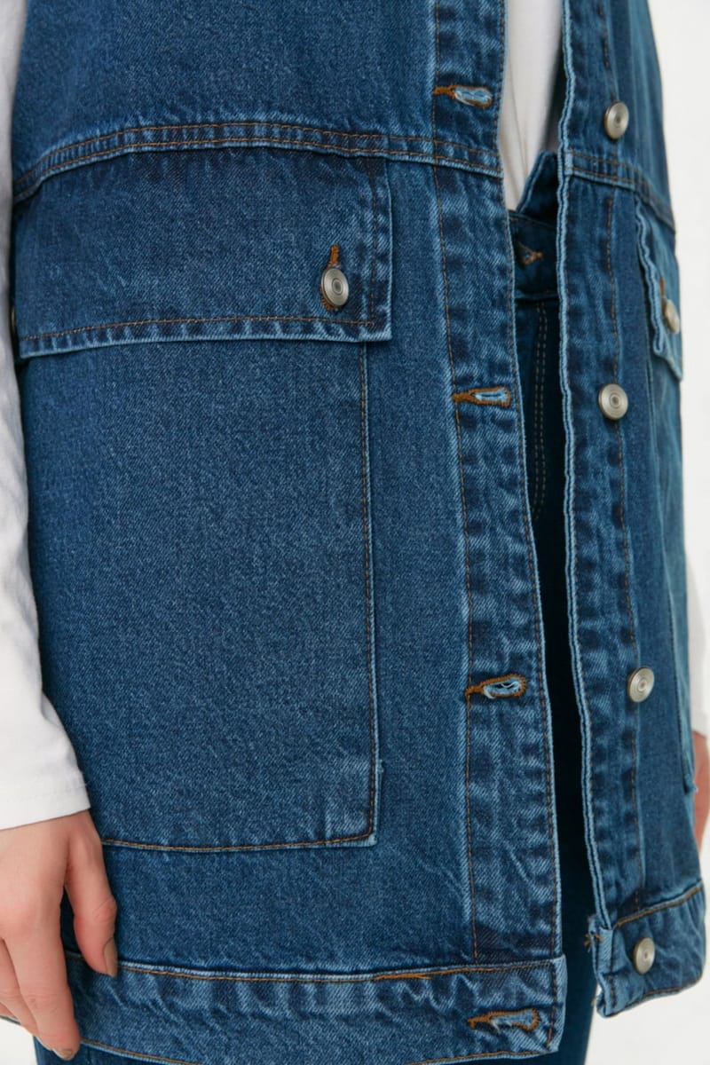 Sleeveless Pocket Detail Denim Women's Jacket Sleeveless Pocket Detail Denim Women's Jacket - Denim Jackets 28