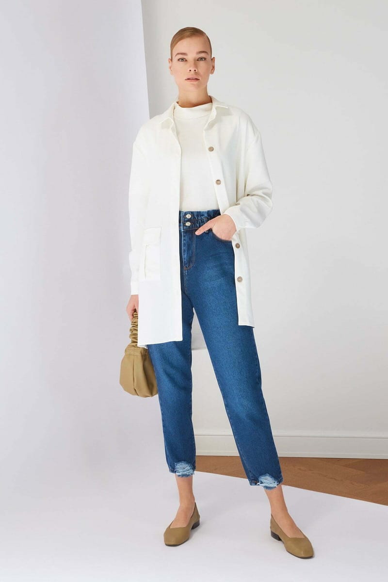 Double Button High Waist Mom Women's Jeans Trendyol - Women's Mom Jeans 50