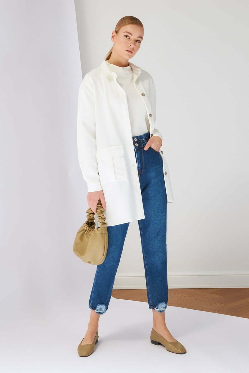 Double Button High Waist Mom Women's Jeans Trendyol - Women's Mom Jeans 53