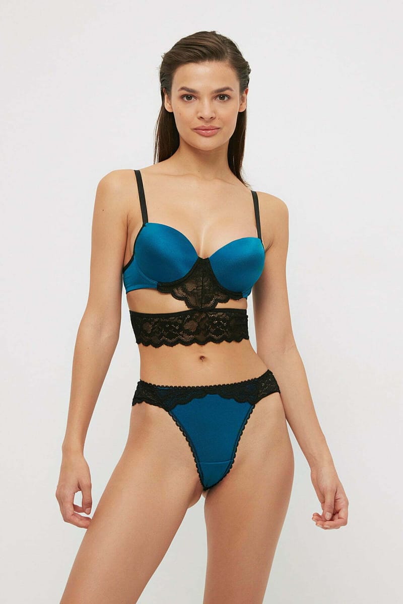 Plunge Knitted Bra & Brief Set - Bikinis 49