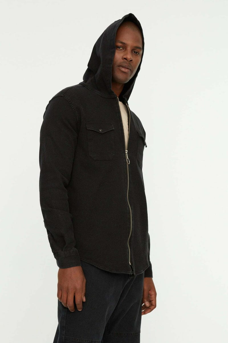 Zip Detail Hooded Relaxed Jacket - Casual Jackets 24