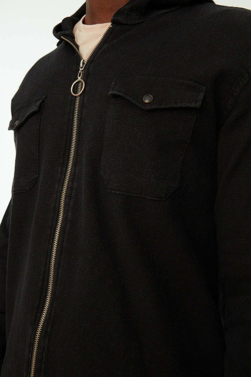 Zip Detail Hooded Relaxed Jacket - Casual Jackets 25