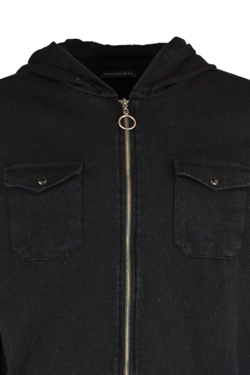Zip Detail Hooded Relaxed Jacket - Casual Jackets 27
