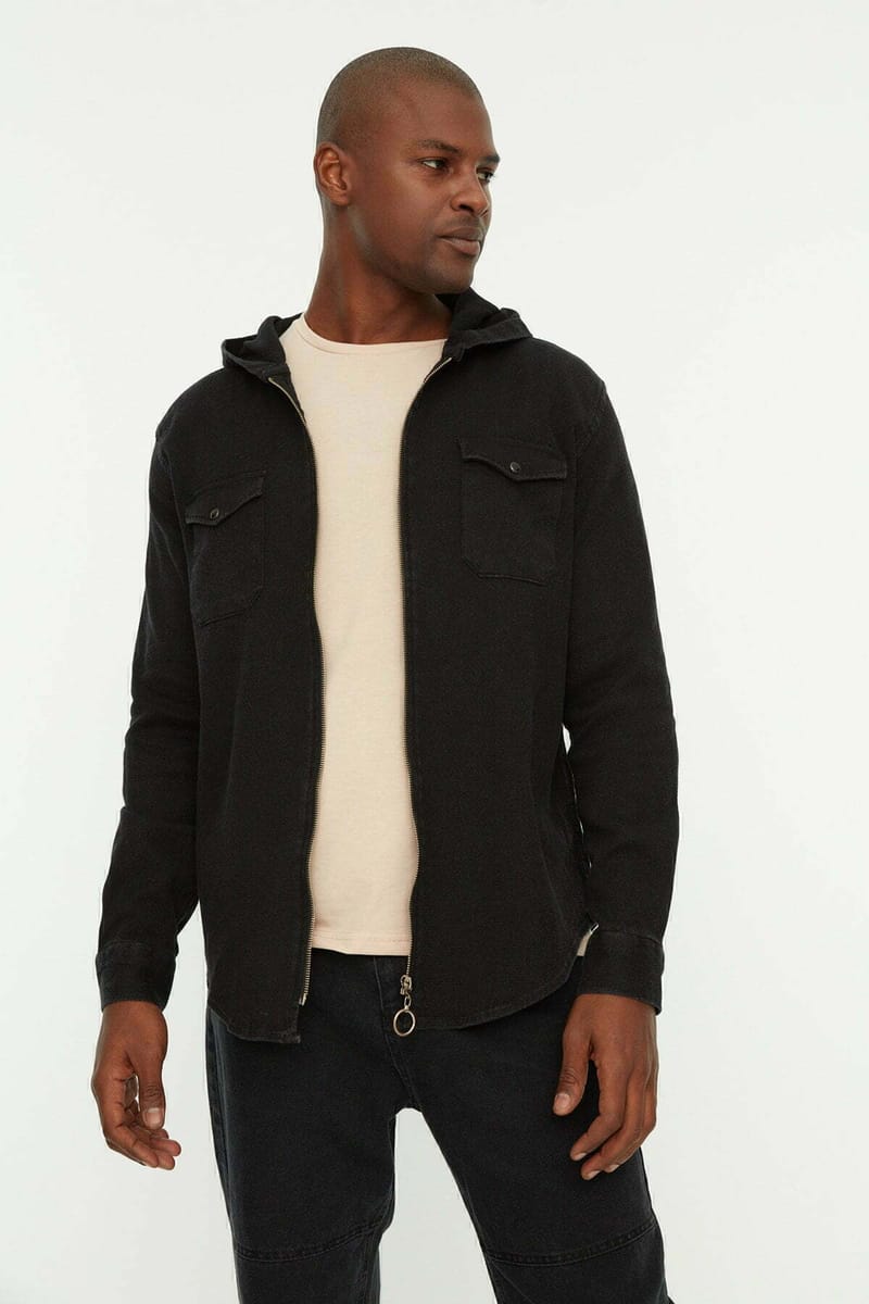 Zip Detail Hooded Relaxed Jacket - Casual Jackets 21