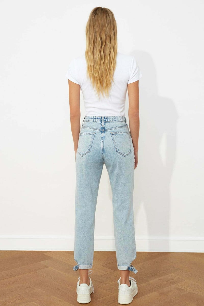 Blue Faded Ripped High Waist Women's Jeans Blue Faded Ripped High Waist Women's Jeans - Straight Jeans 29