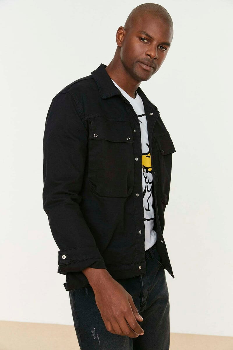 Regular Fit Large Pocket Trucker Jacket Trendyol - Men's Denim Jackets 56