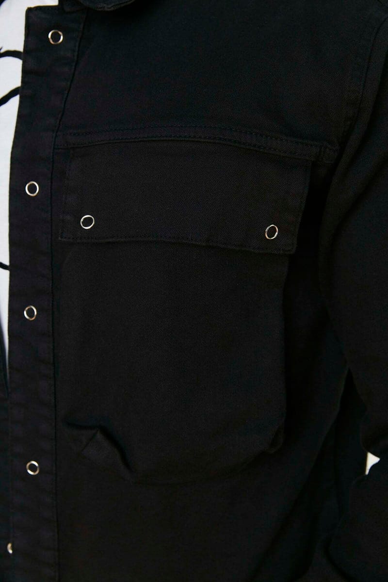 Regular Fit Large Pocket Trucker Jacket Trendyol - Men's Denim Jackets 57