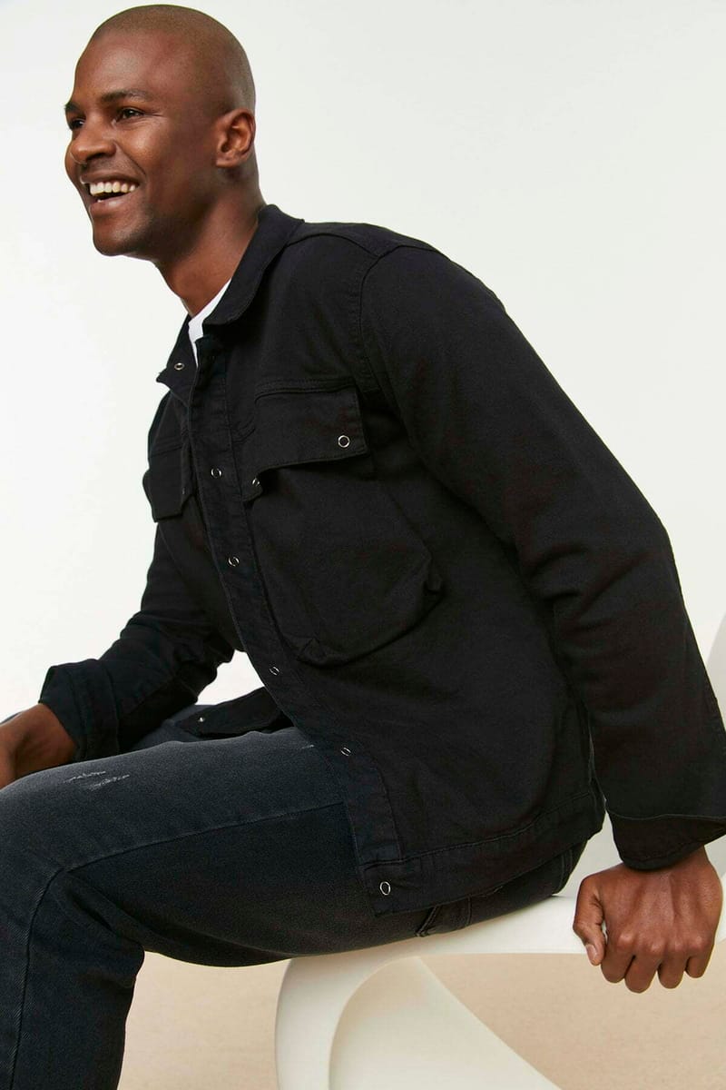 Regular Fit Large Pocket Trucker Jacket Trendyol - Men's Denim Jackets 58