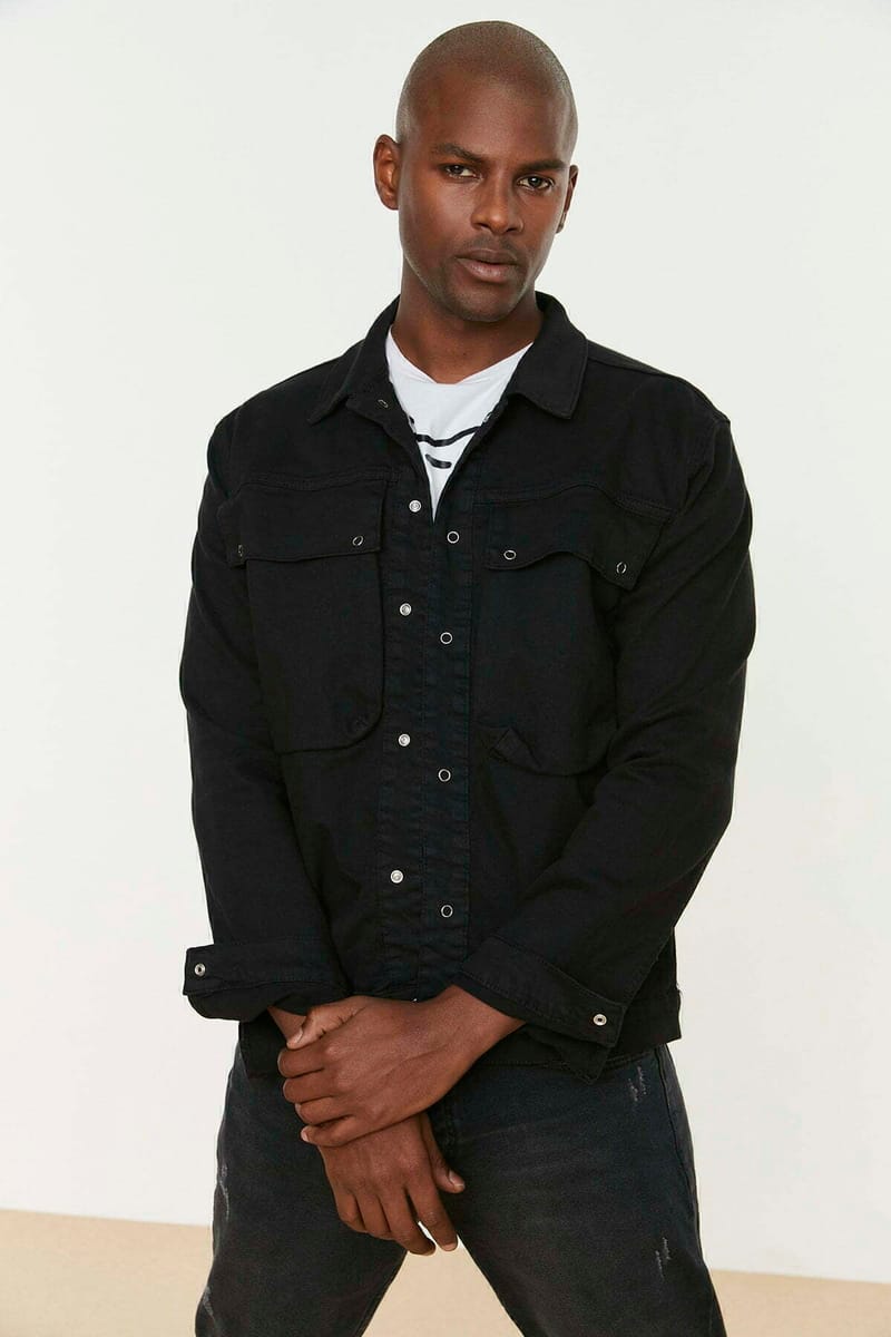 Regular Fit Large Pocket Trucker Jacket Trendyol - Men's Denim Jackets 54