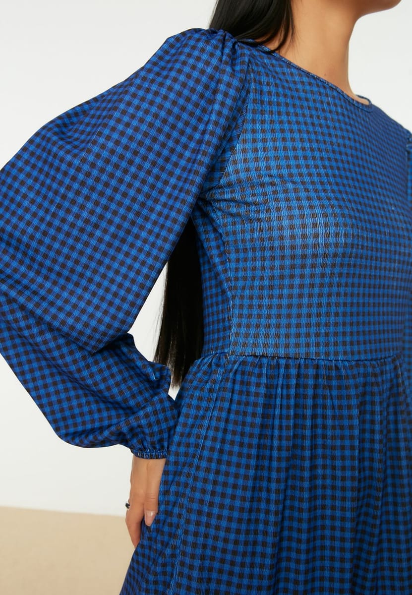 Checked Tiered Hem Dress - Mini Dresses 2