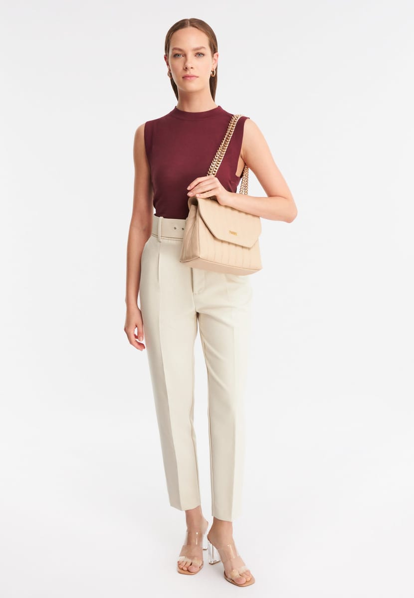 Parigi Pale Brown Flap Women's Shoulder Bag Parigi - Women's Shoulder Bags 5