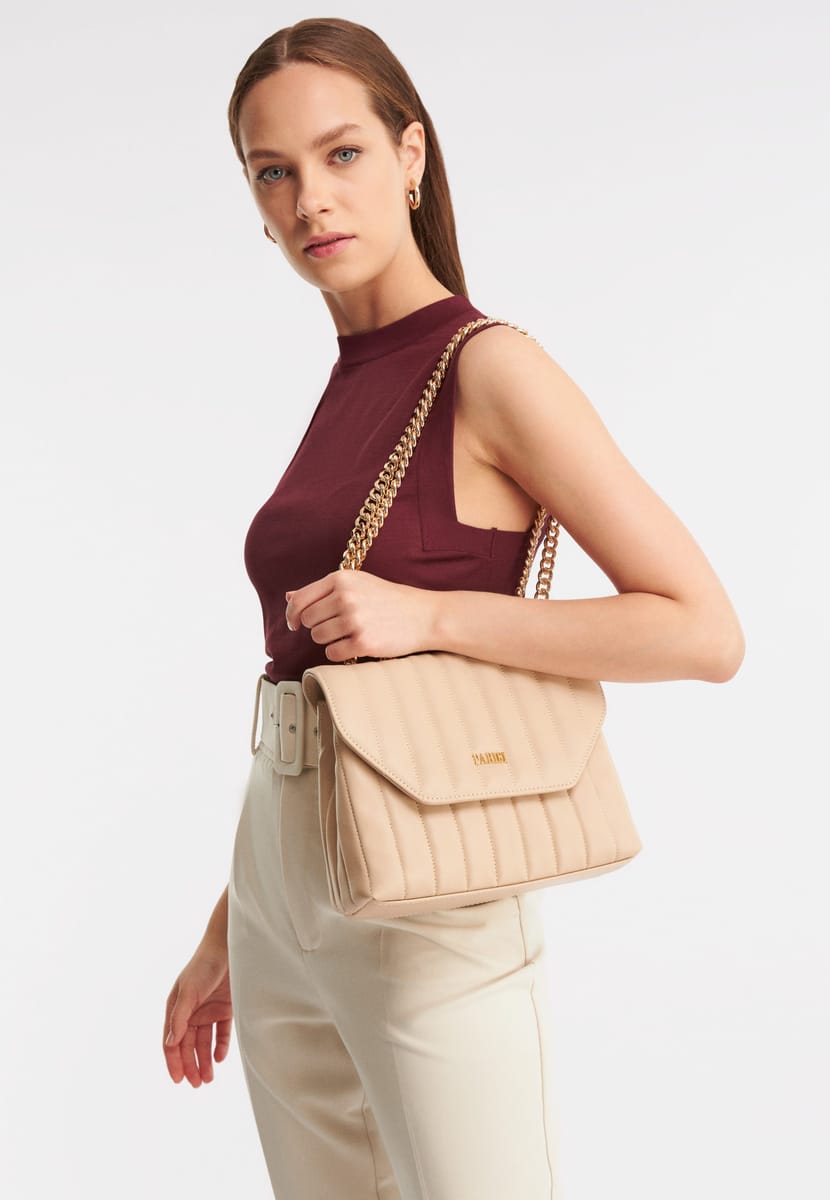 Parigi Pale Brown Flap Women's Shoulder Bag Parigi - Women's Shoulder Bags 6