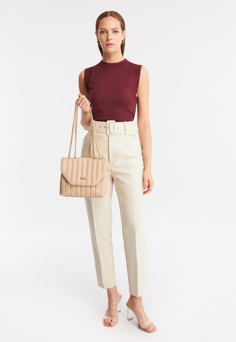 Parigi Pale Brown Flap Women's Shoulder Bag Parigi - Women's Shoulder Bags 7