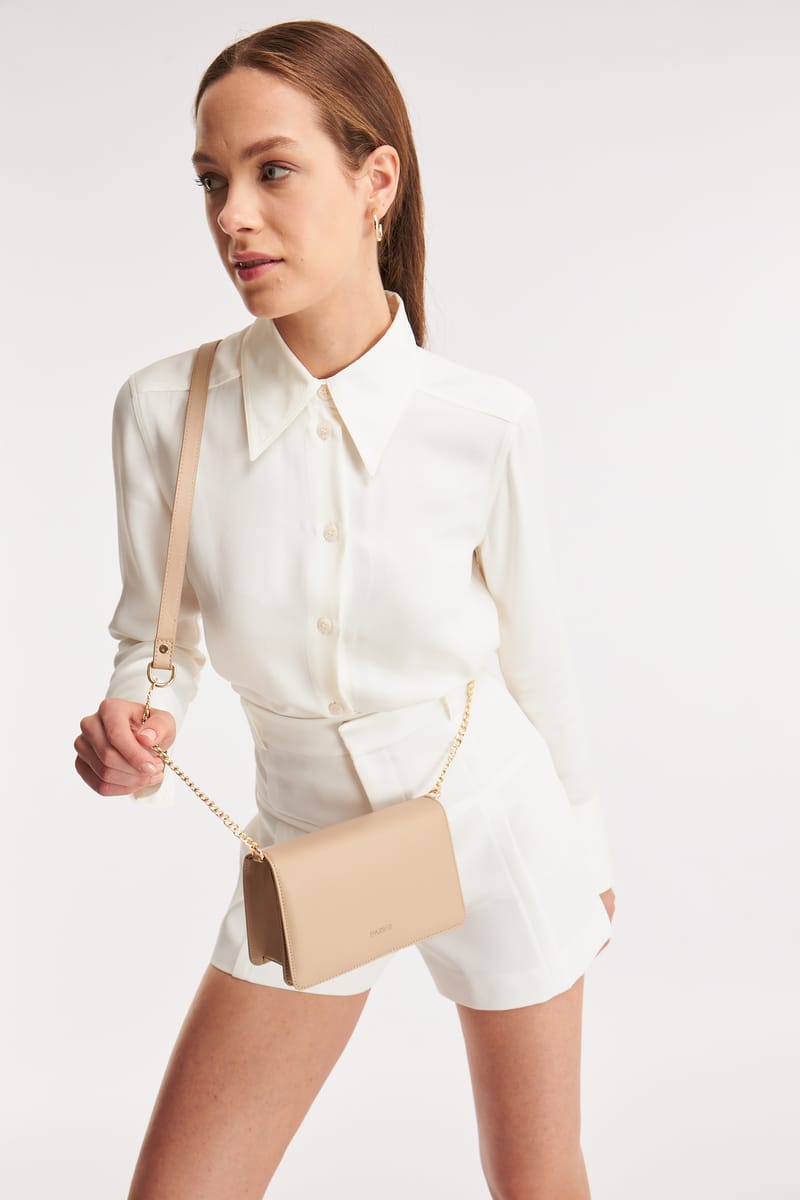 Parigi Beige Women's Flap Crossbody Bag - Crossbody Bags 5