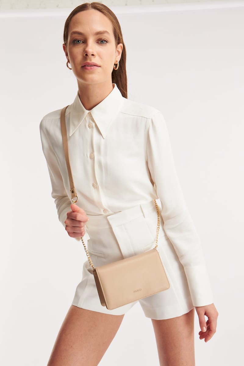 Parigi Beige Women's Flap Crossbody Bag - Crossbody Bags 6