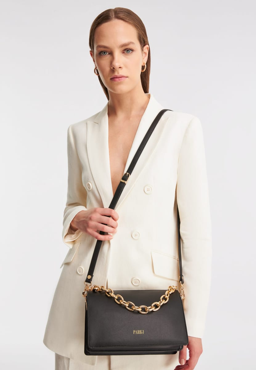 Parigi Black Women's Shoulder Flap Bag - Shoulder Bags 6