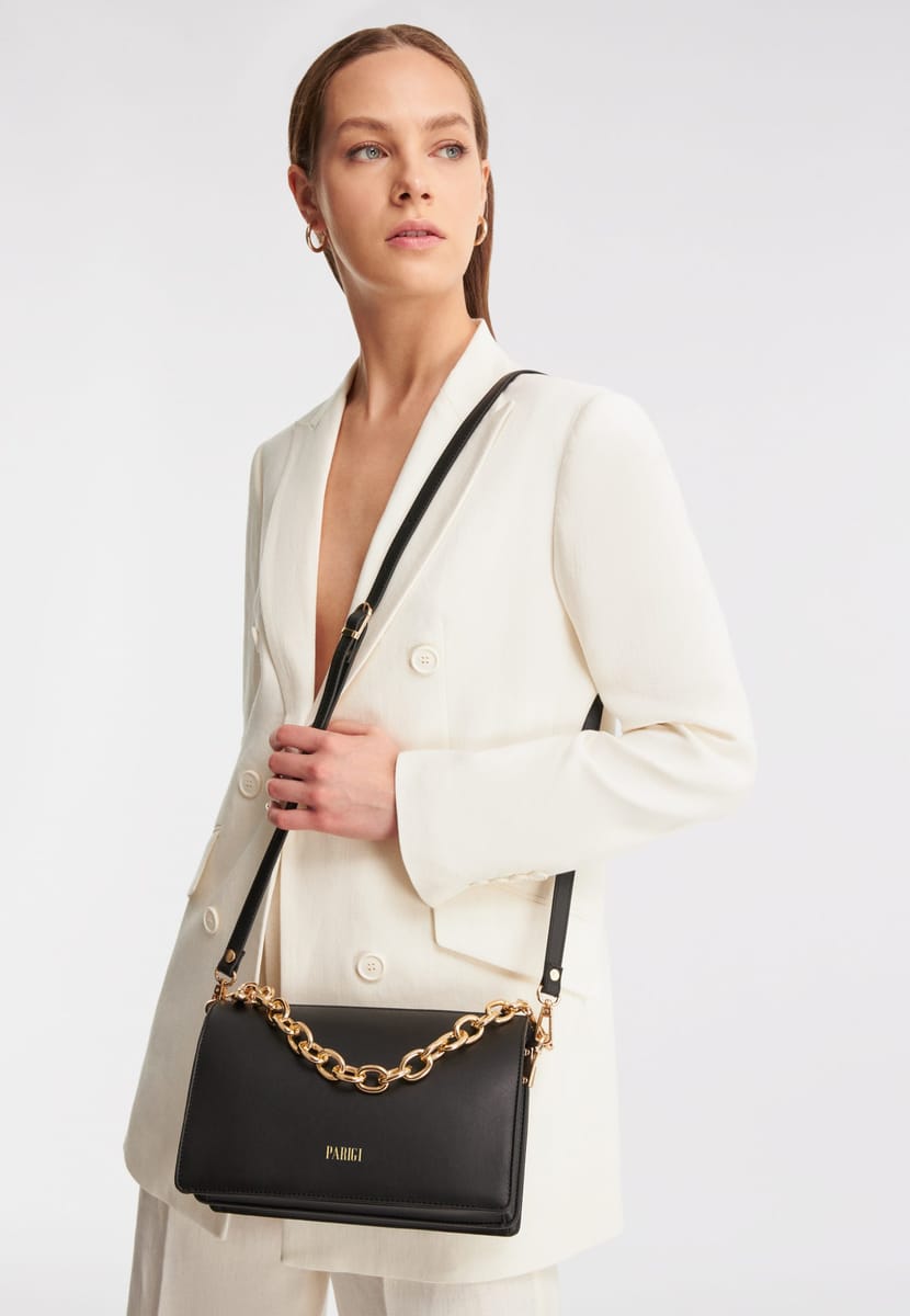 Parigi Black Women's Shoulder Flap Bag - Shoulder Bags 7