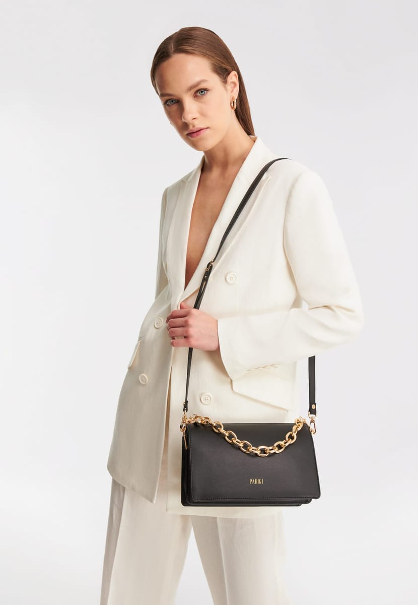 Parigi Black Women's Shoulder Flap Bag - Shoulder Bags 8