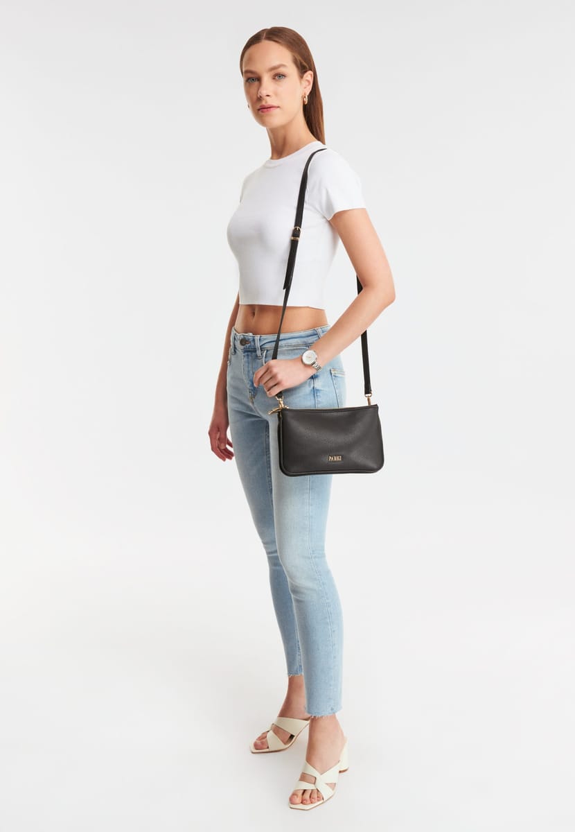 Parigi Black Double Zipper Women's Shoulder Bag Parigi Black Double Zipper Women's Shoulder Bag - Shoulder Bags 4