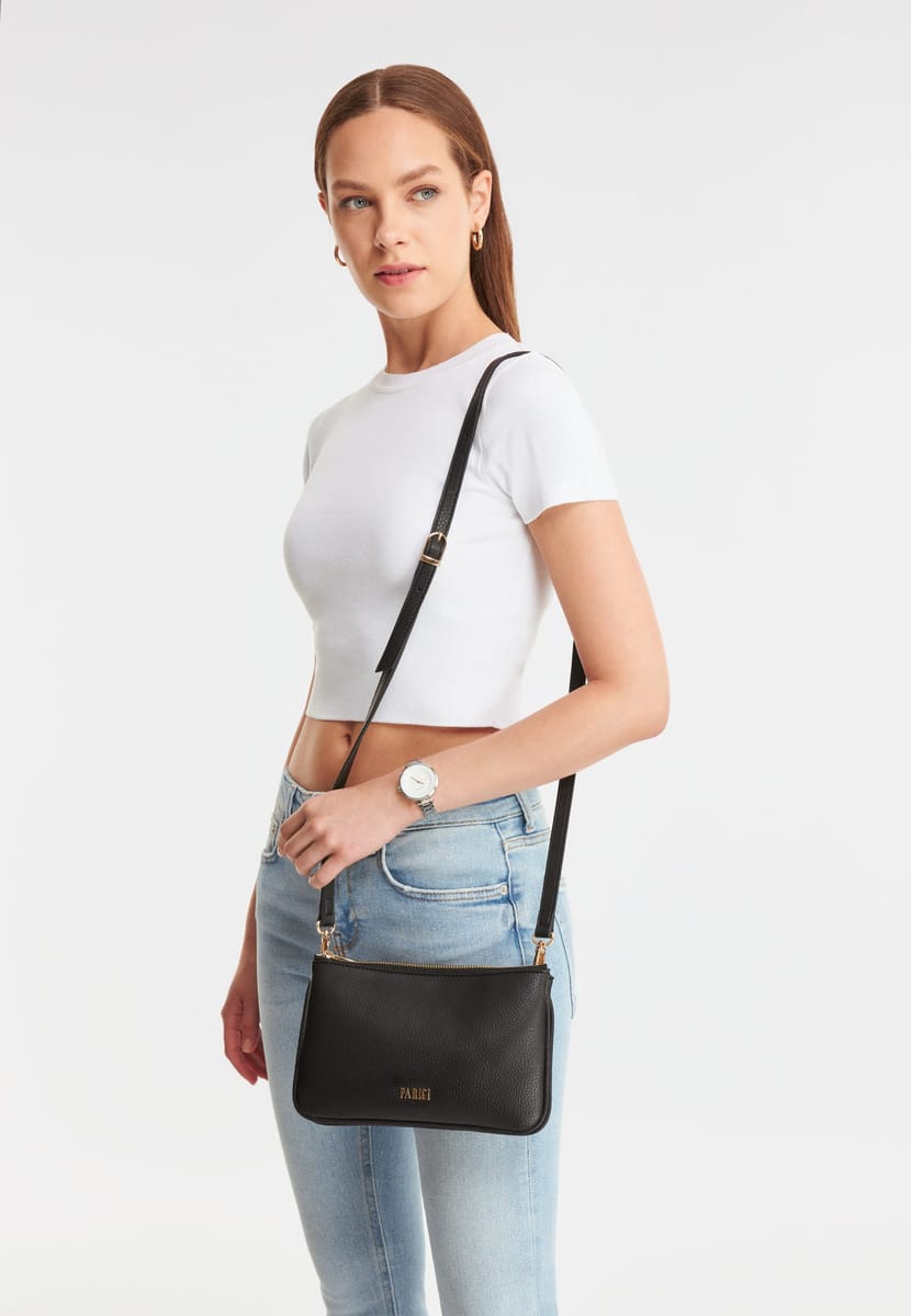 Parigi Black Double Zipper Women's Shoulder Bag Parigi Black Double Zipper Women's Shoulder Bag - Shoulder Bags 6