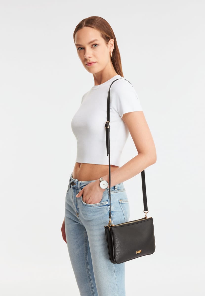 Parigi Black Double Zipper Women's Shoulder Bag Parigi Black Double Zipper Women's Shoulder Bag - Shoulder Bags 7
