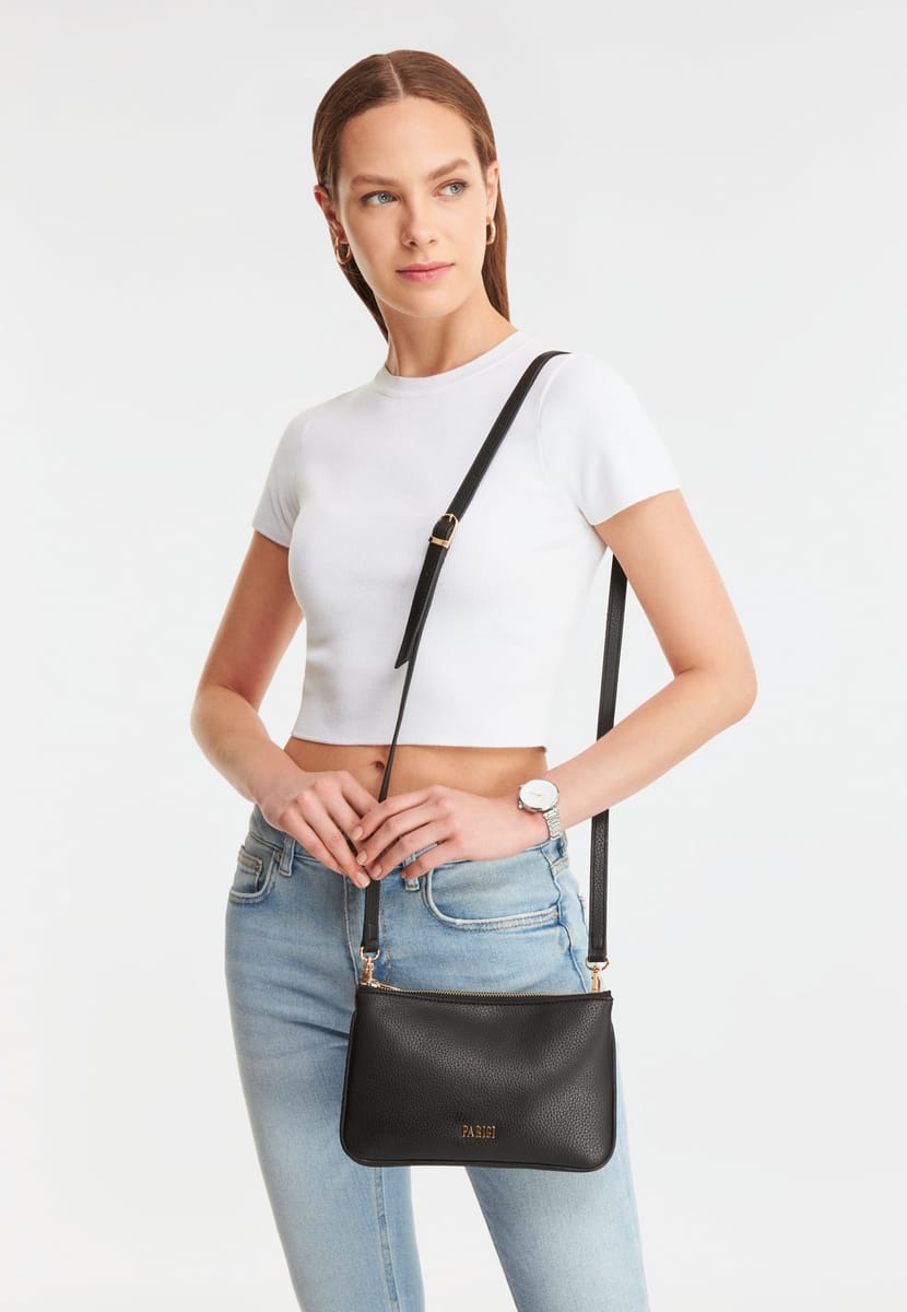 Parigi Black Double Zipper Women's Shoulder Bag Parigi Black Double Zipper Women's Shoulder Bag - Shoulder Bags 8