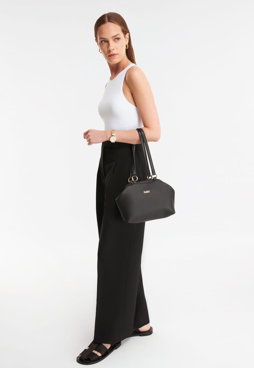 Parigi Black Trapeze Women's Shoulder Bag - Shoulder Bags 7