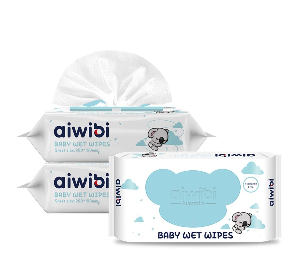 Aiwibi Baby Wipes Fragrance FreePack of 3x80's Aiwibi - Kids's Personal Care