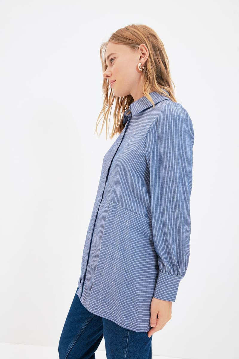 Striped Pocket Detail Tunic Trendyol - Women's Shirts & Blouses 1