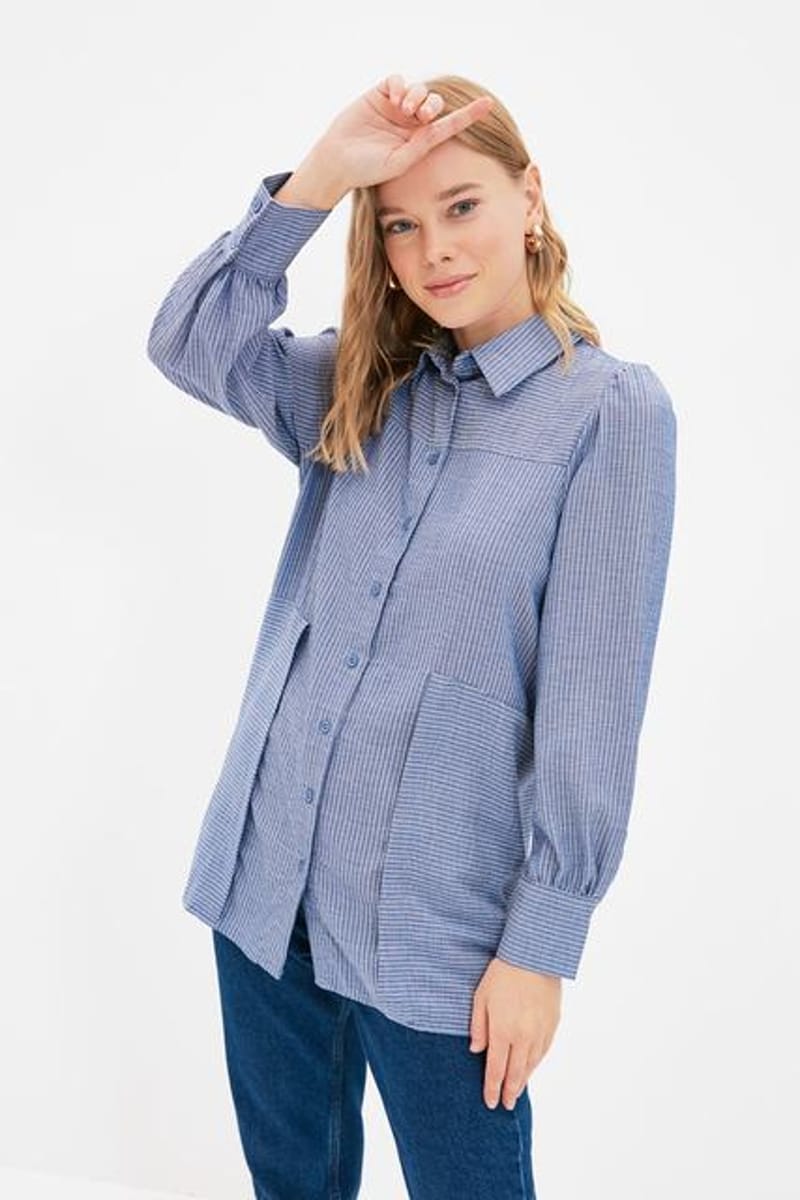Striped Pocket Detail Tunic Trendyol - Women's Shirts & Blouses 2