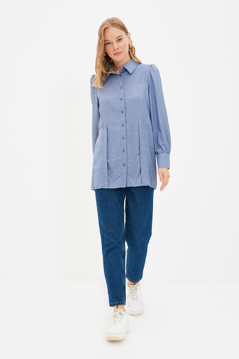 Striped Pocket Detail Tunic Trendyol - Women's Shirts & Blouses 6