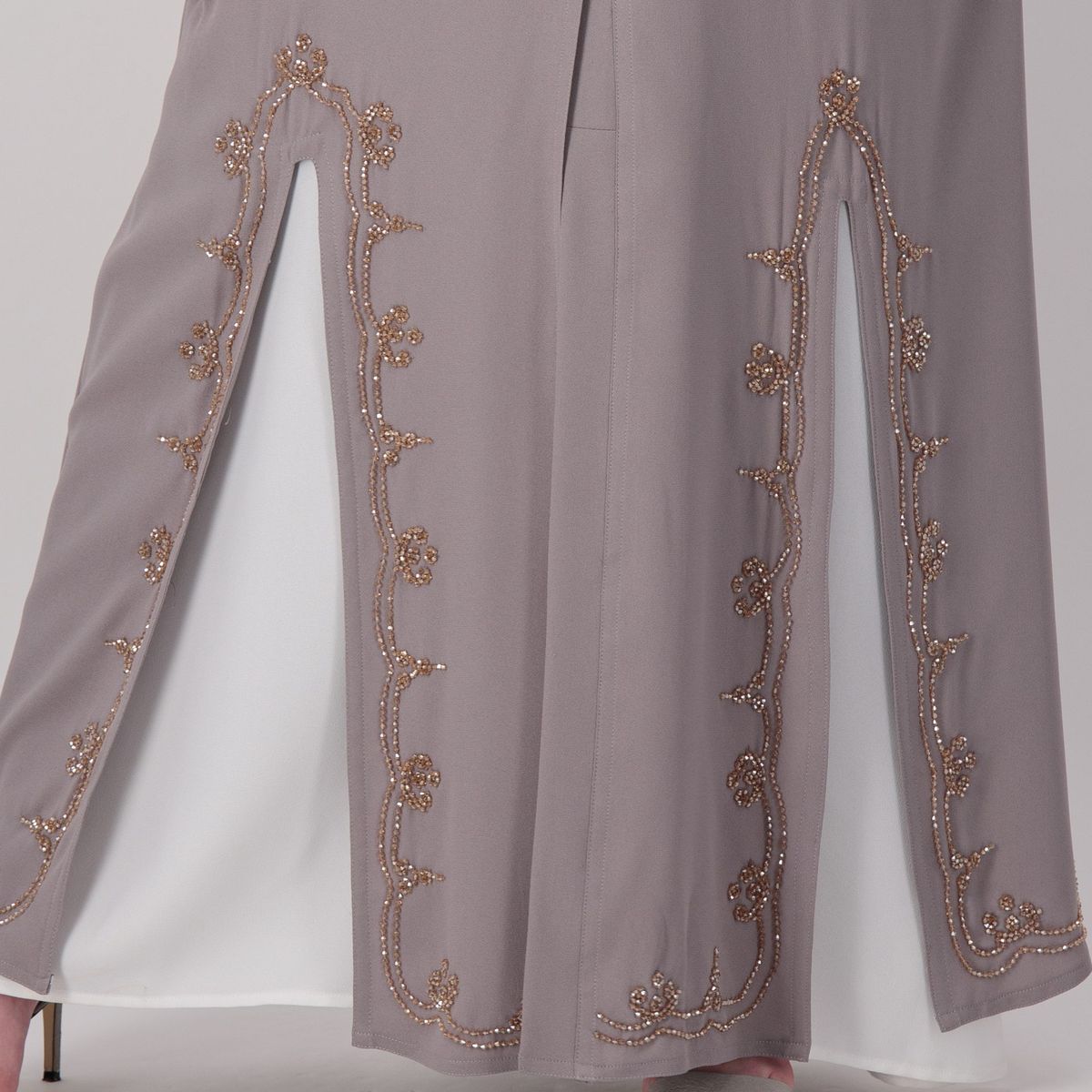 Grey-B-Stone Abaya Rosette Abaya - Women's Abayas 1