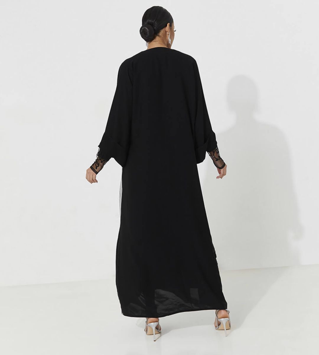 Black Net Abaya Black Net Abaya Featuring Exquisite Embroidery - Abayas 3