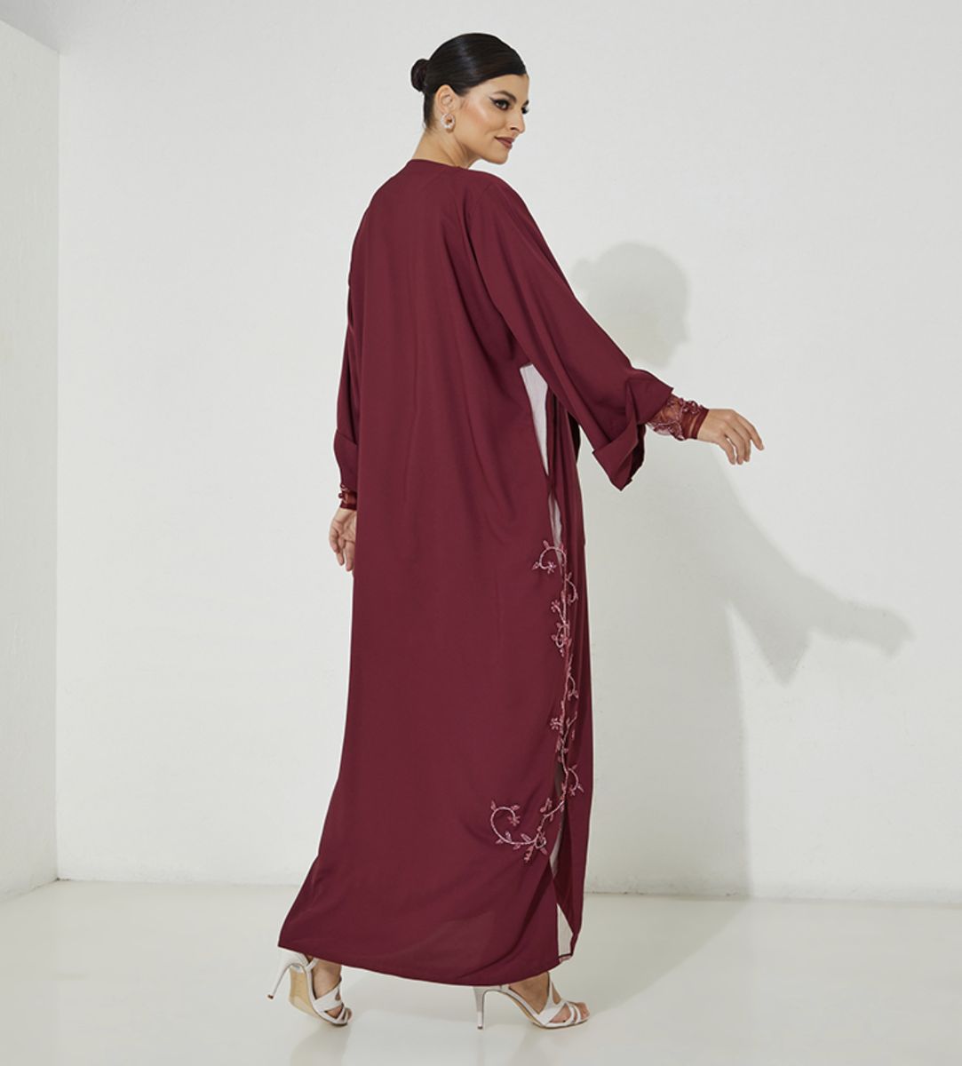 Red Net Abaya With Embroidery Design | Elegant & Stylish Abayas - Abayas 2