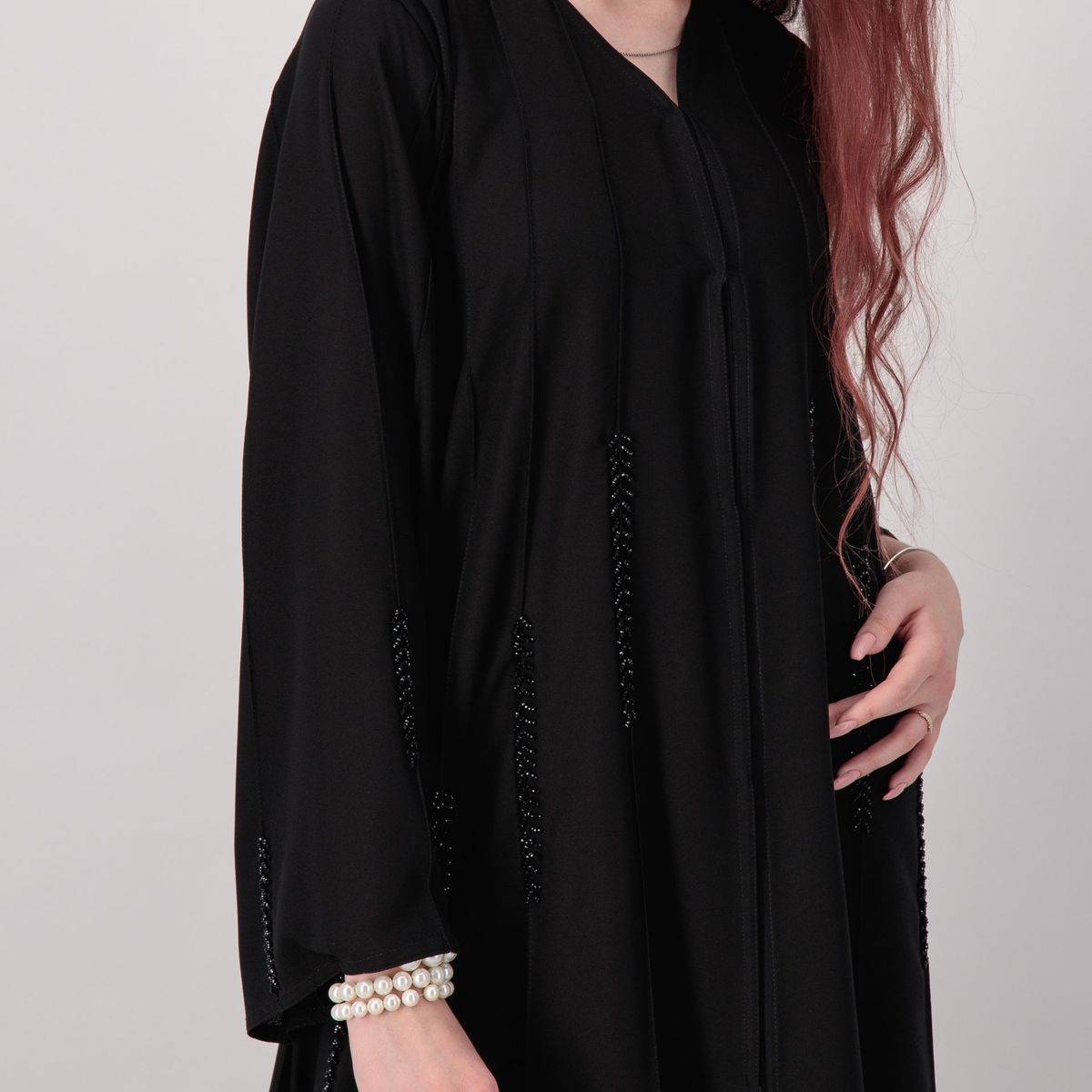 French Black Abaya Rosette Abaya - Women's Abayas 1