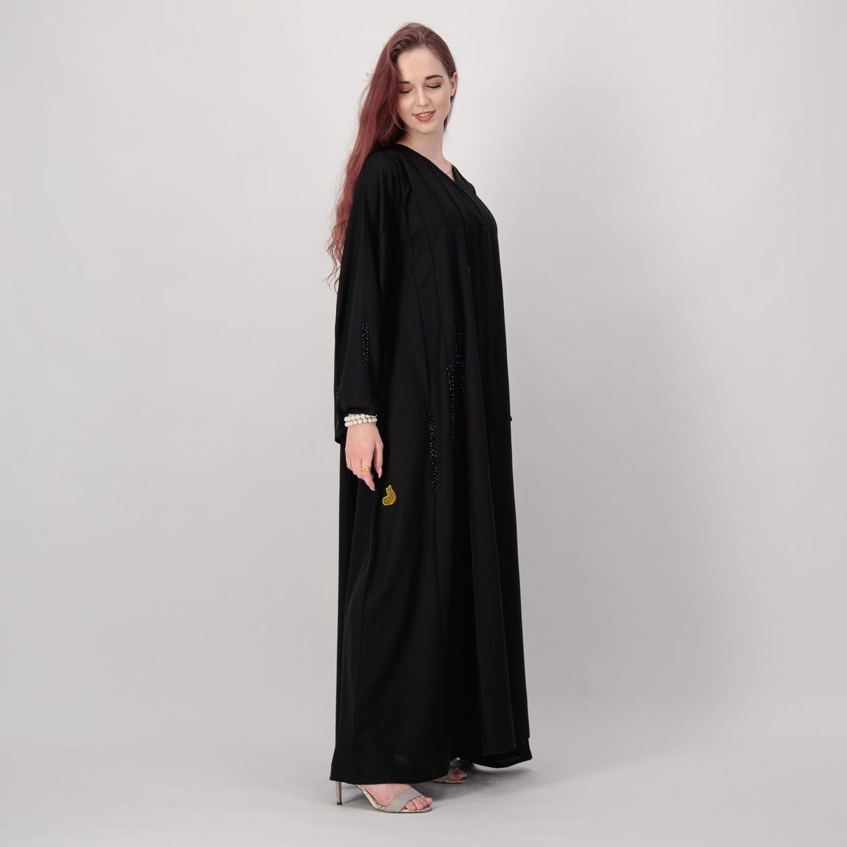 French Black Abaya Rosette Abaya - Women's Abayas 3