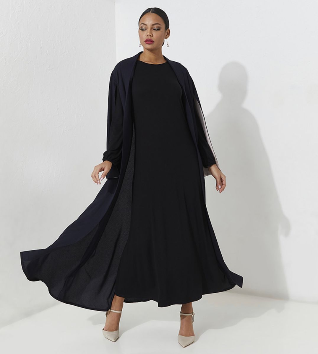 Navy Royal Abaya Rosette Abaya - Women's Abayas