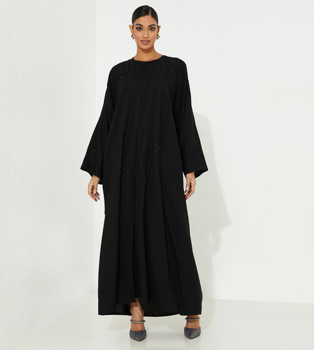 69 Abaya Black Abaya Rosette Abaya - Women's Abayas