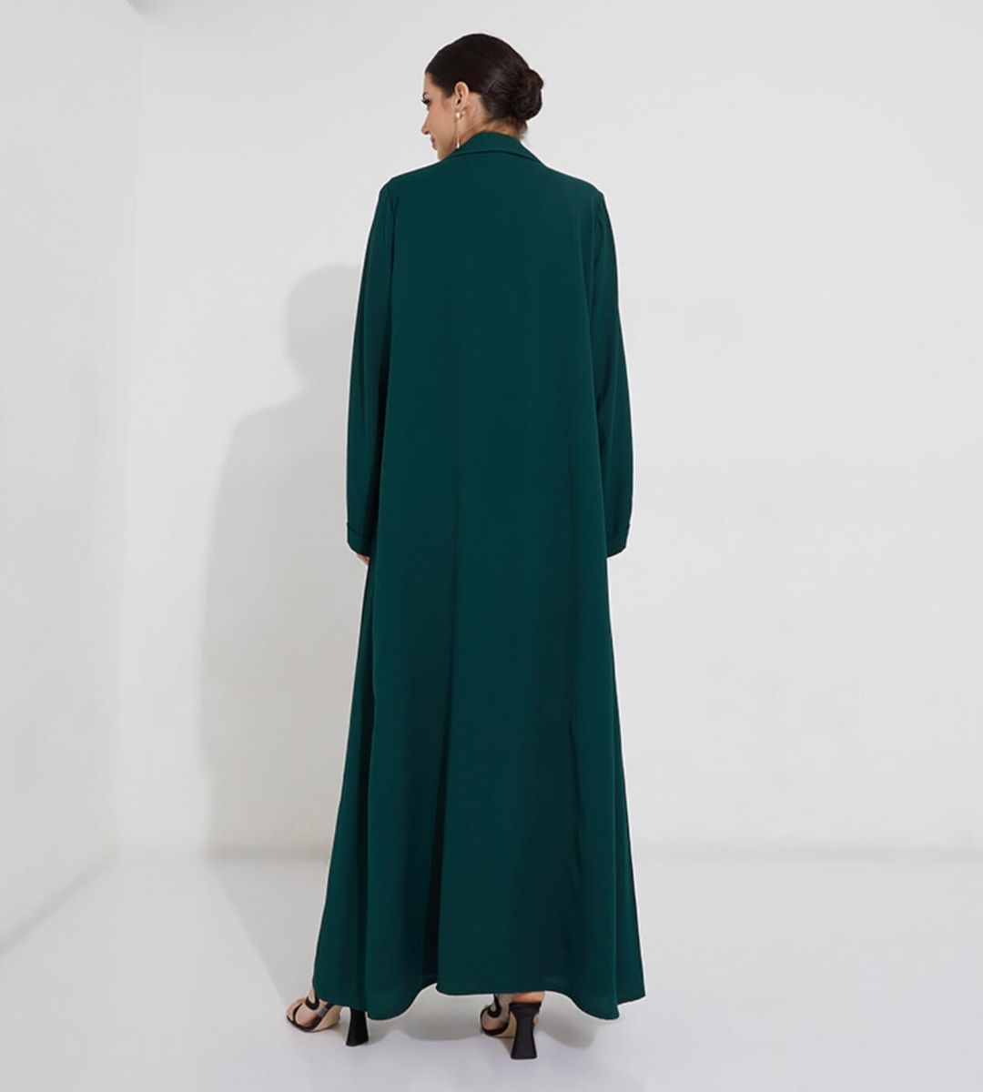 Creen V Neck Baya Rosette Abaya - Women's Abayas 1