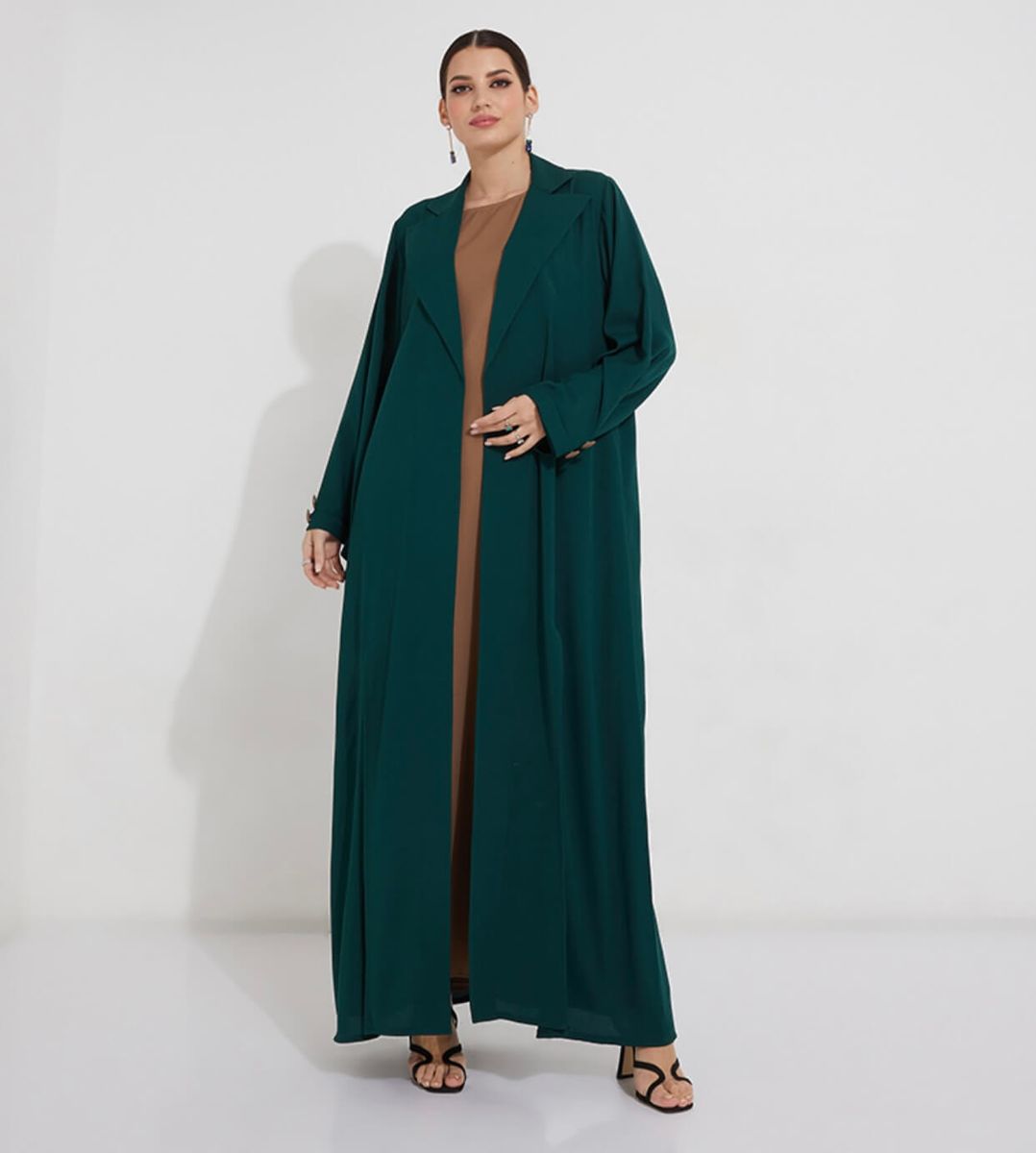 Creen V Neck Baya Rosette Abaya - Women's Abayas 9