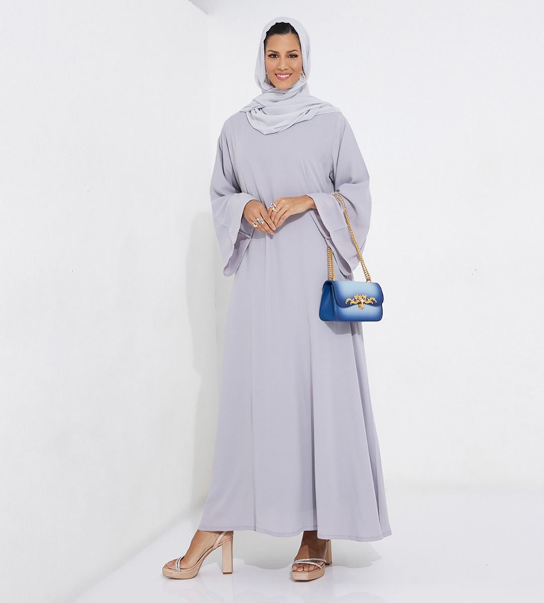 Women's Grey French Solid Abaya - Abayas 1