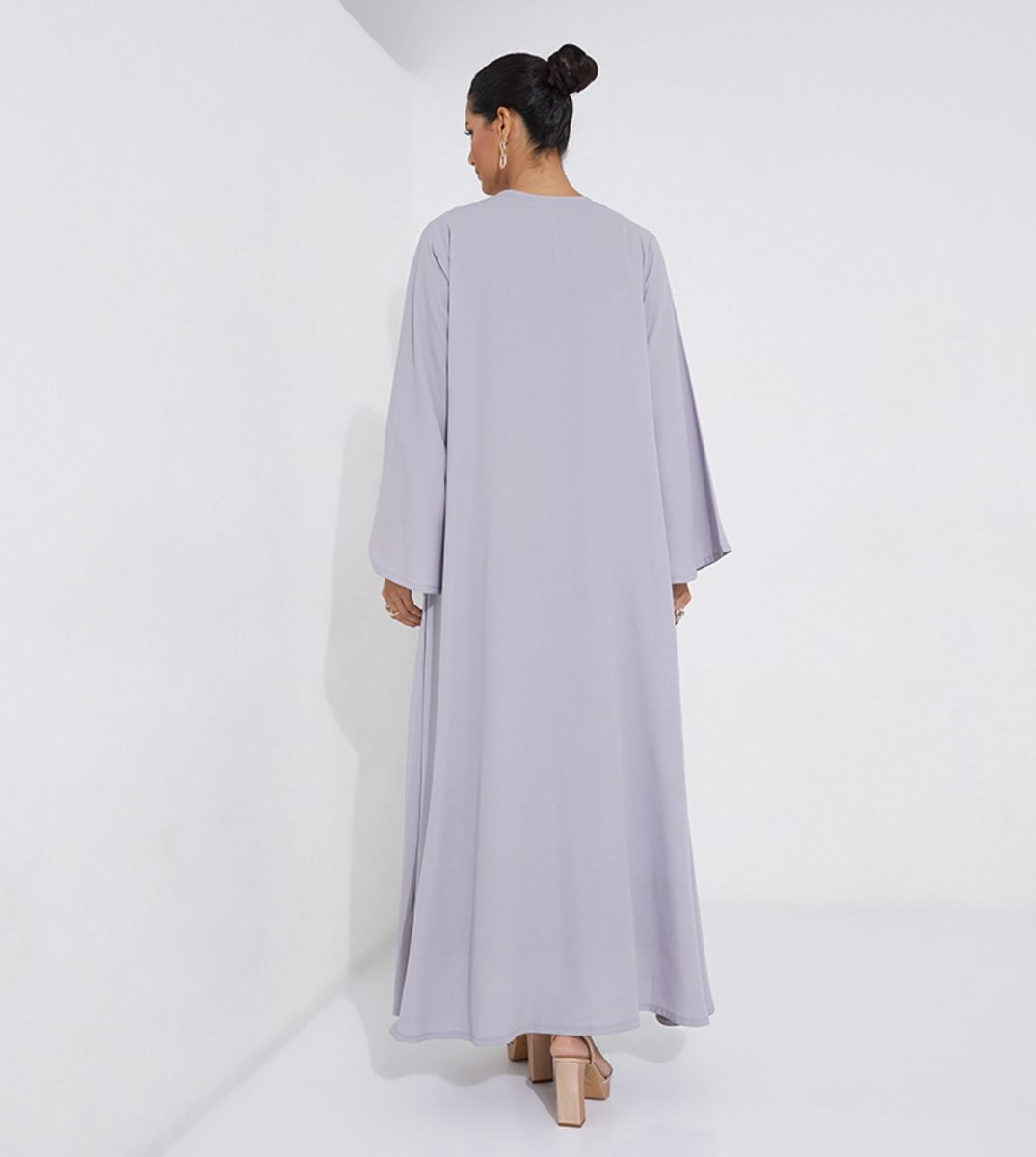 Women's Grey French Solid Abaya - Abayas 2
