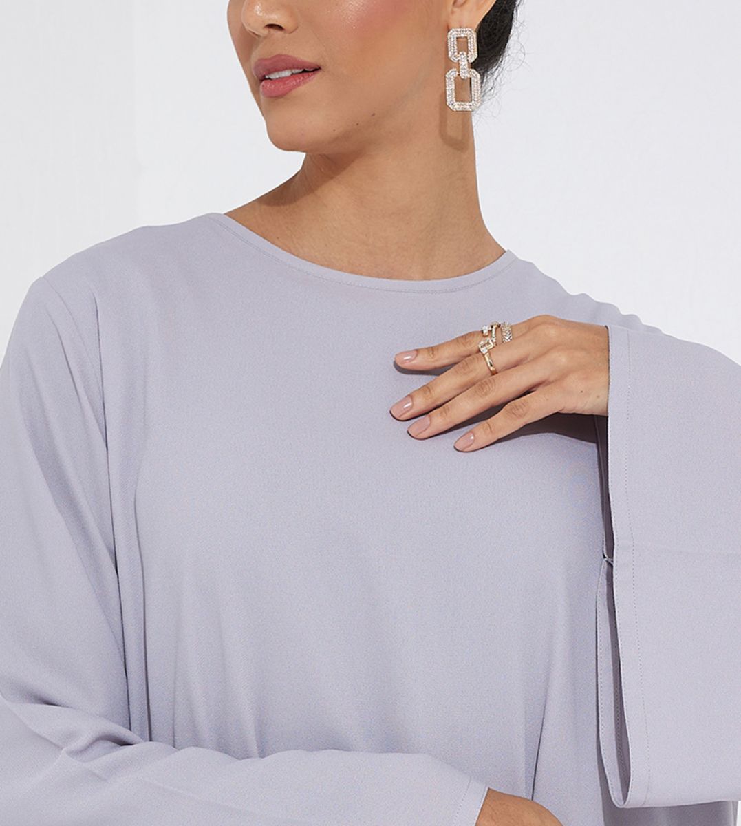 Women's Grey French Solid Abaya - Abayas 3